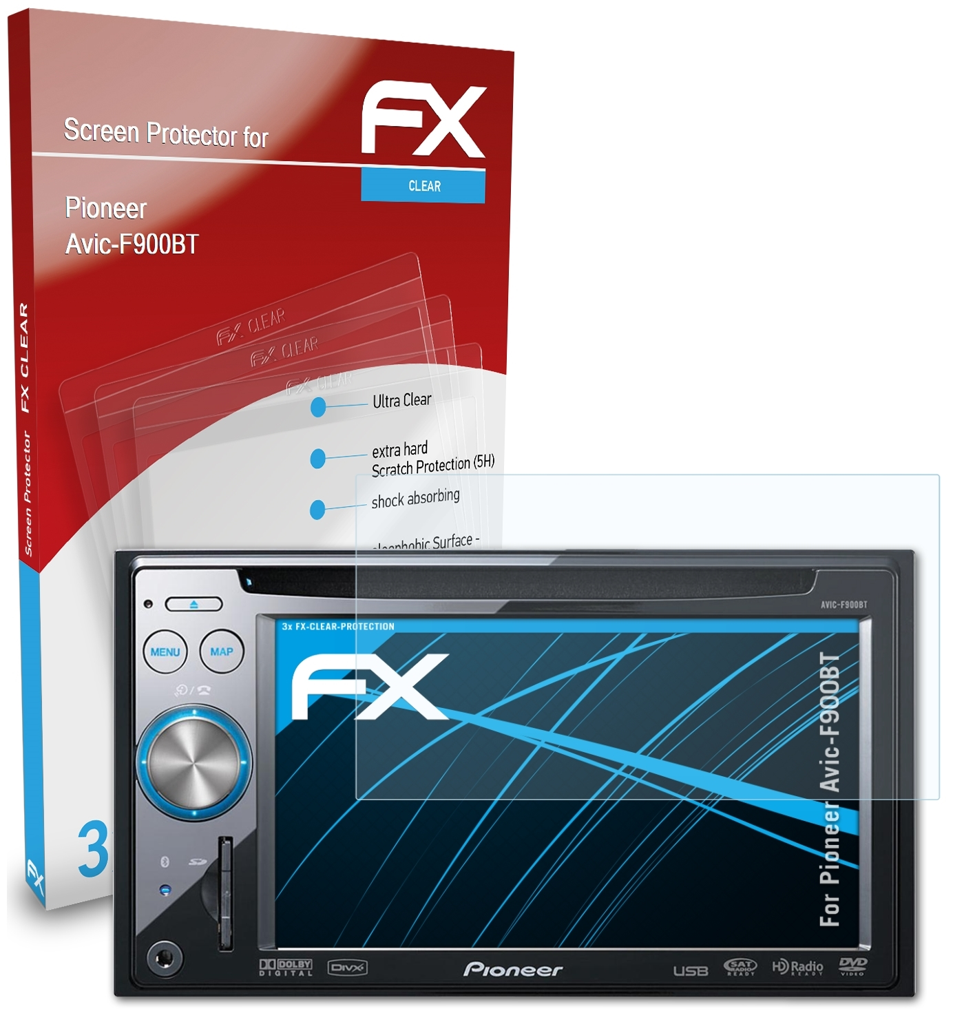ATFOLIX 3x FX-Clear Displayschutz(für Avic-F900BT) Pioneer