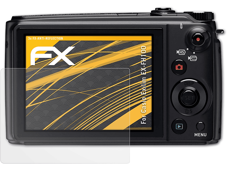 ATFOLIX 3x FX-Antireflex Displayschutz(für Casio Exilim EX-FH100) | Kamera Schutzfolie