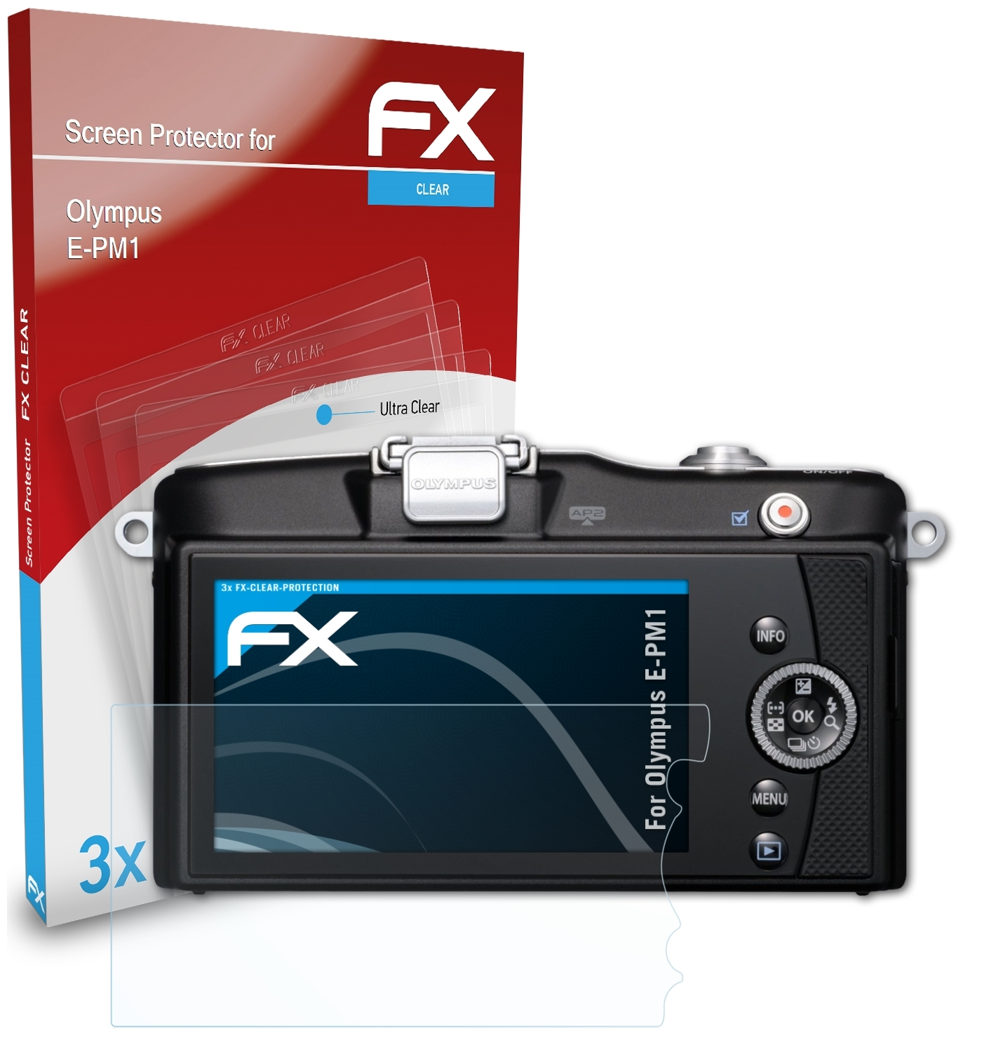 ATFOLIX 3x FX-Clear Displayschutz(für E-PM1) Olympus