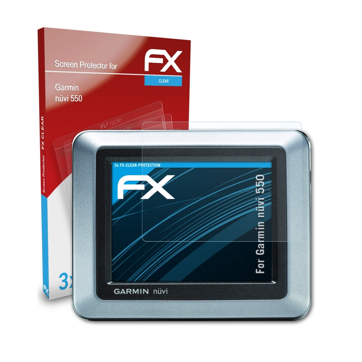 ATFOLIX 3x Garmin 550) FX-Clear Displayschutz(für nüvi