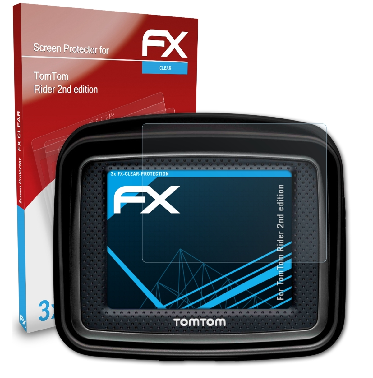 ATFOLIX 3x FX-Clear Displayschutz(für TomTom 2nd edition) Rider