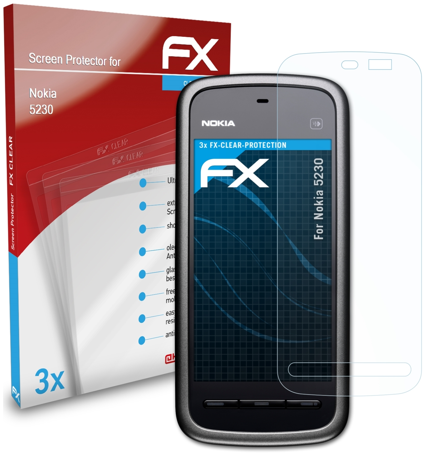 ATFOLIX 3x Displayschutz(für 5230) FX-Clear Nokia