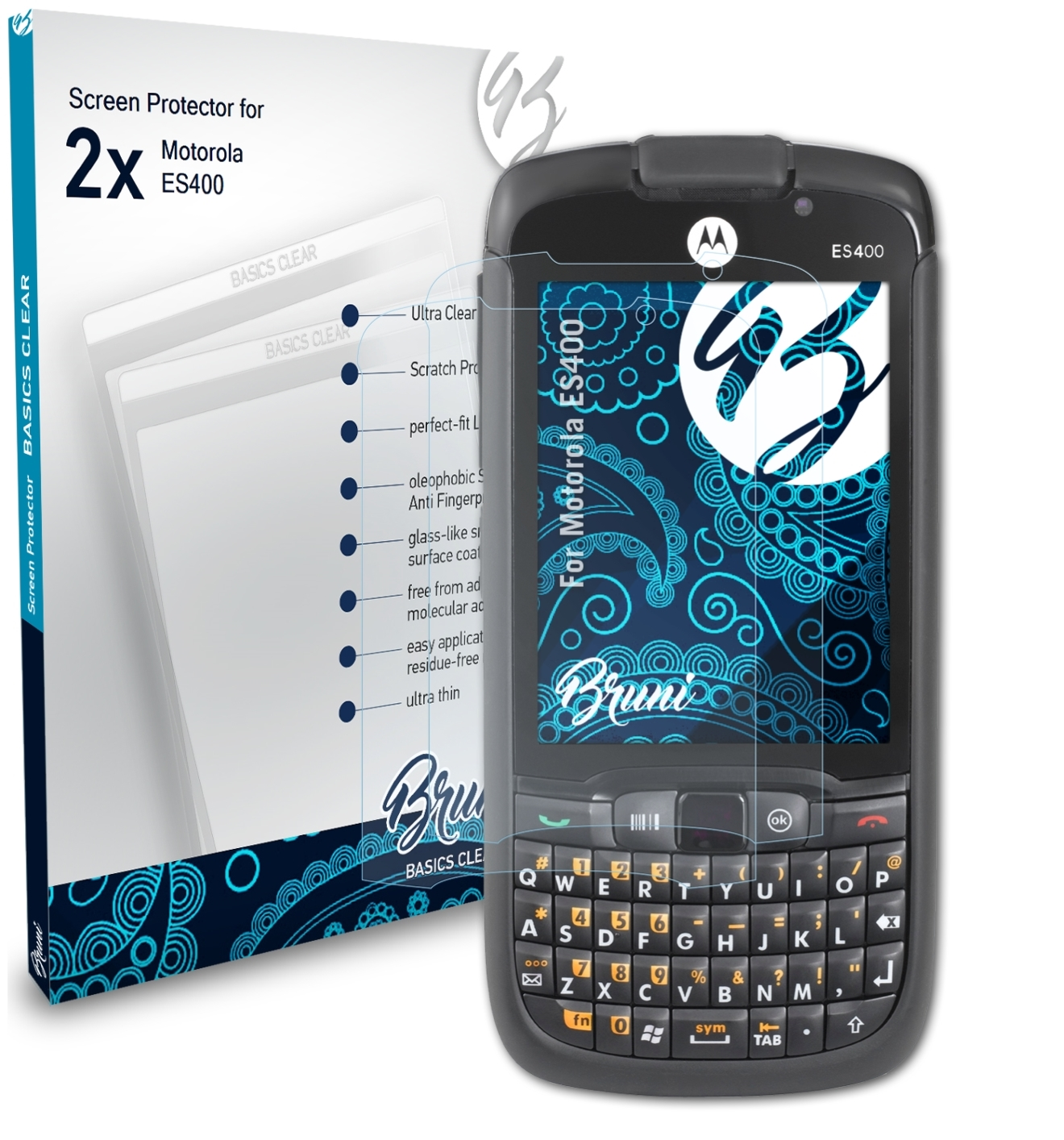 BRUNI Basics-Clear ES400) 2x Motorola Schutzfolie(für