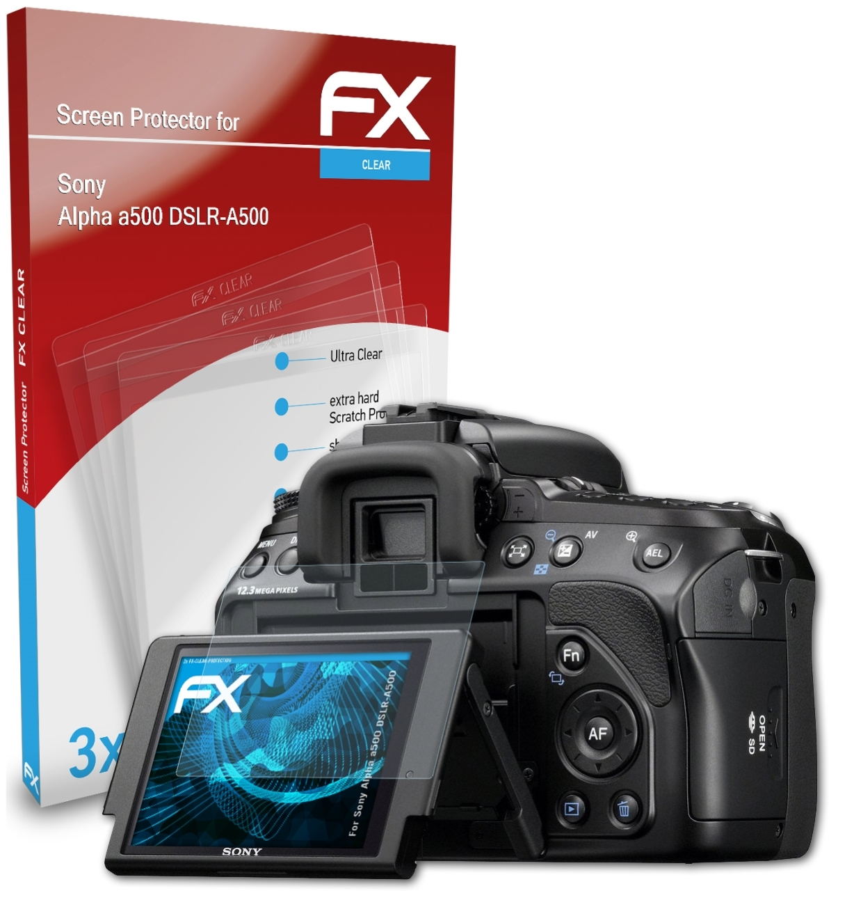 (DSLR-A500)) Alpha FX-Clear 3x Displayschutz(für a500 ATFOLIX Sony