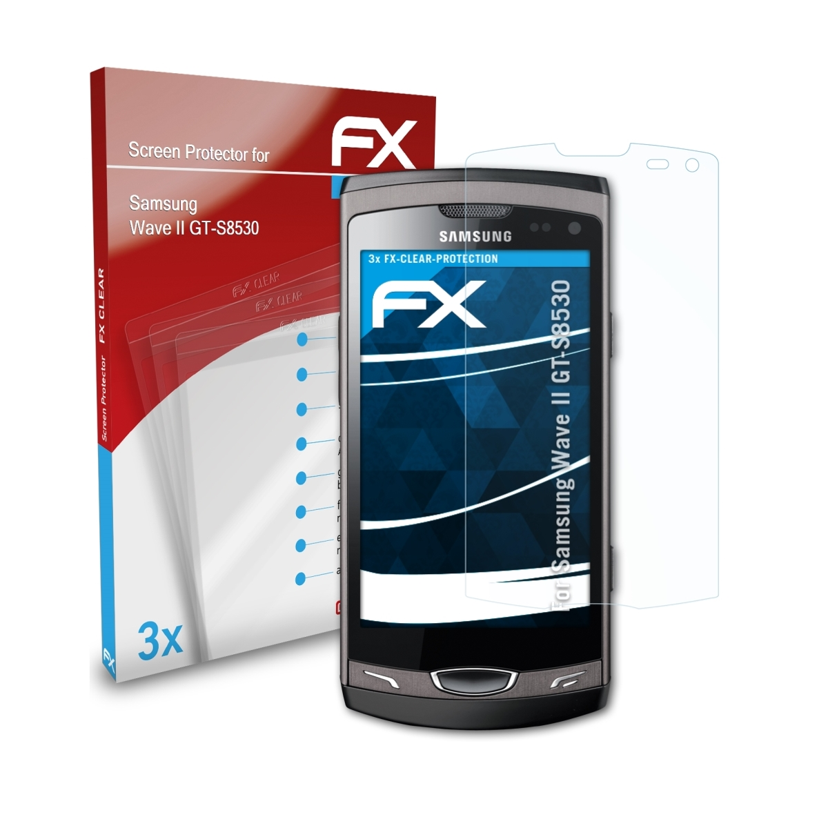 FX-Clear (GT-S8530)) Displayschutz(für 3x Wave Samsung II ATFOLIX