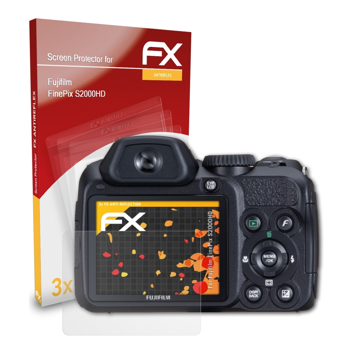ATFOLIX 3x FX-Antireflex Displayschutz(für S2000HD) FinePix Fujifilm