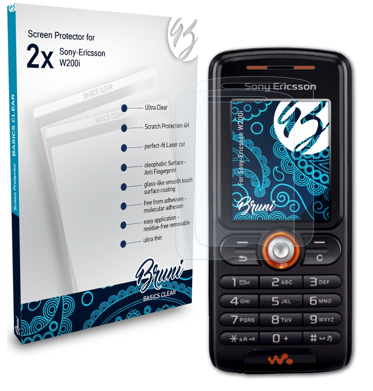 Basics-Clear W200i) Schutzfolie(für Sony-Ericsson BRUNI 2x