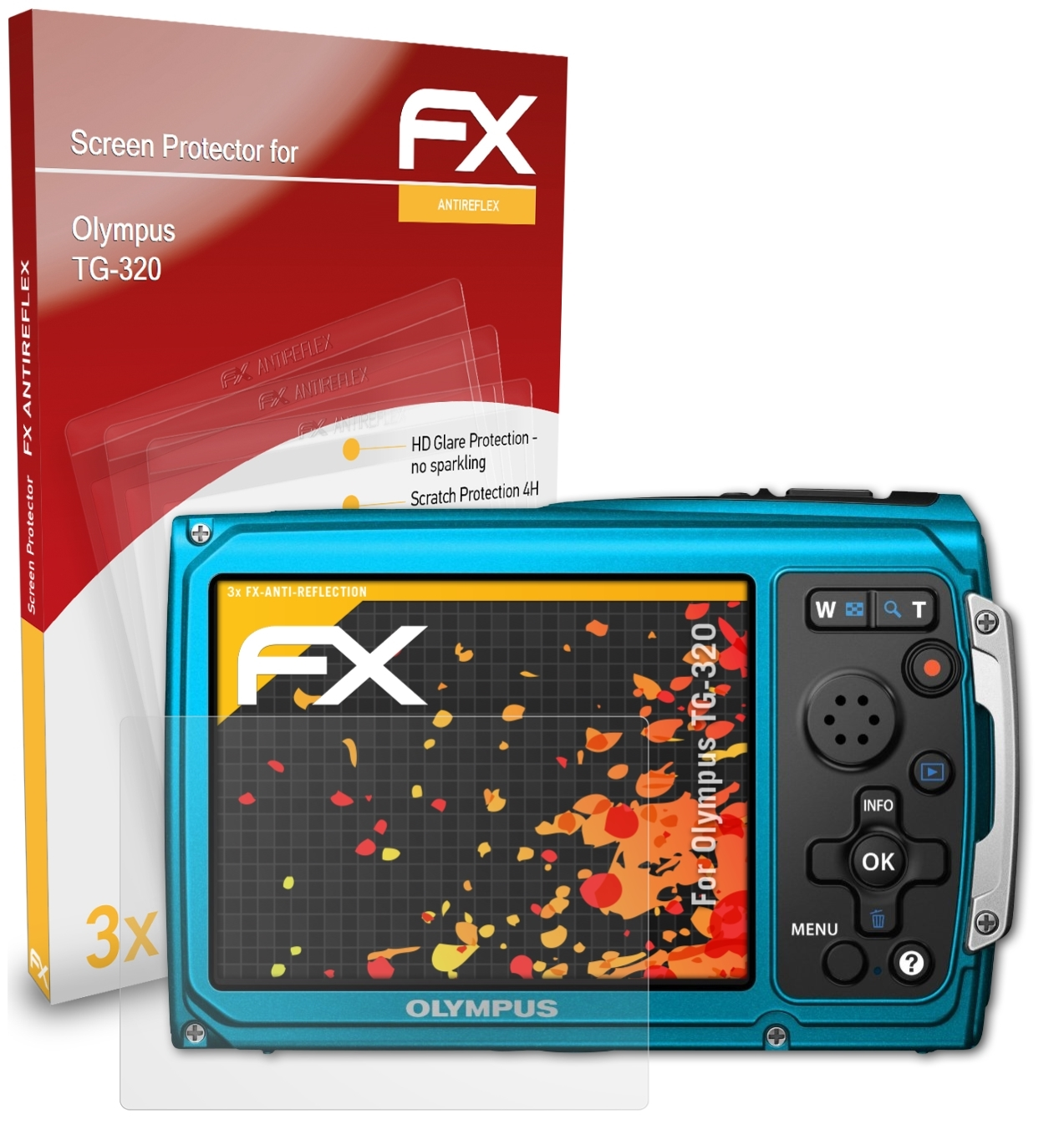 ATFOLIX FX-Antireflex 3x Olympus TG-320) Displayschutz(für