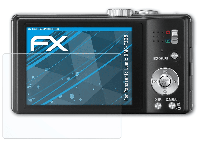 ATFOLIX 3x FX-Clear Displayschutz(für Lumix DMC-TZ25) Panasonic
