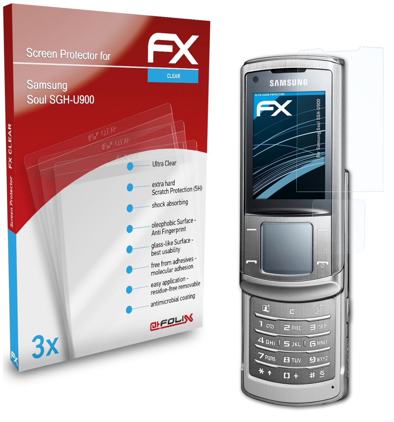 (SGH-U900)) Soul Samsung 3x FX-Clear ATFOLIX Displayschutz(für