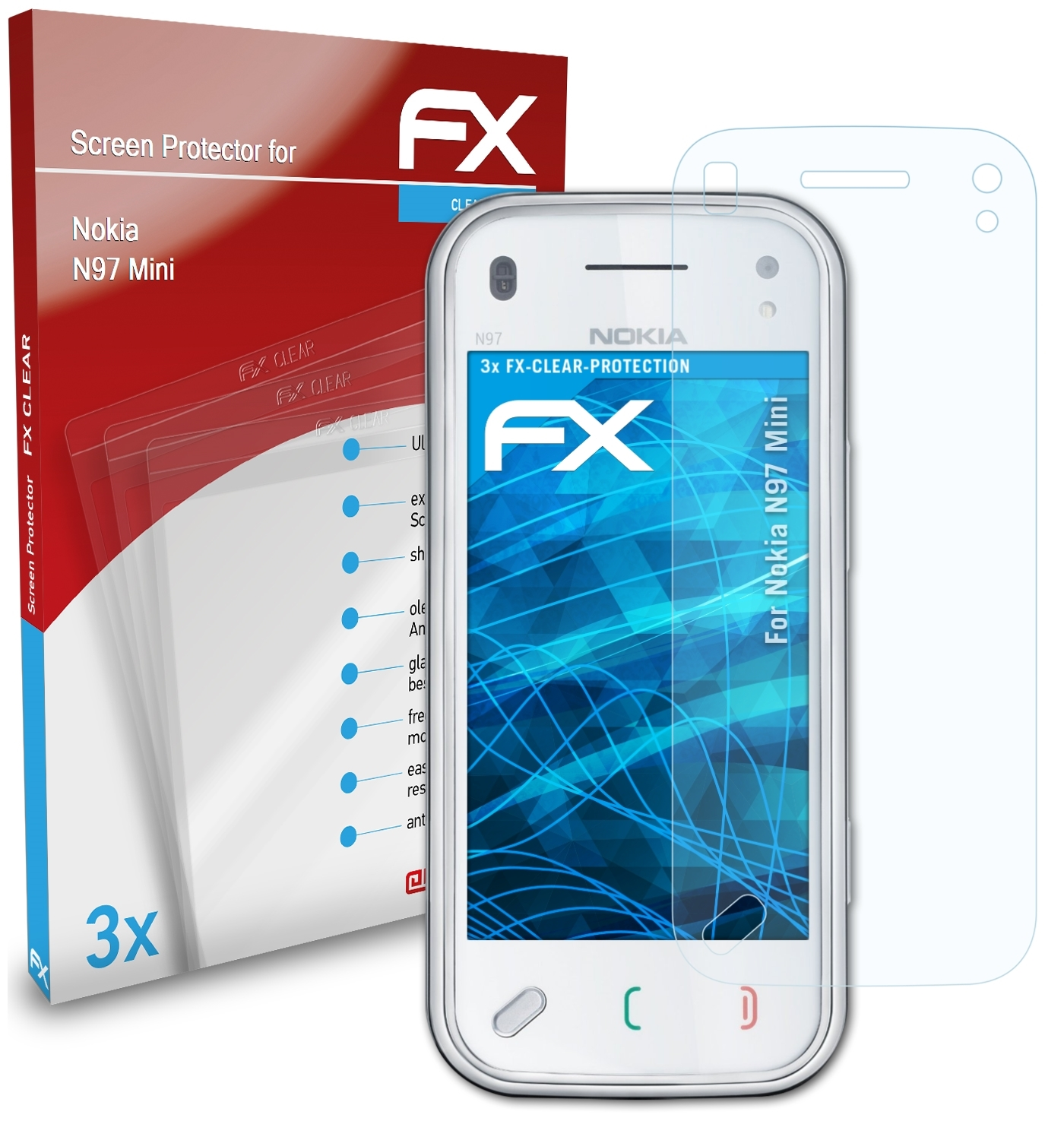 ATFOLIX Displayschutz(für Nokia Mini) N97 3x FX-Clear