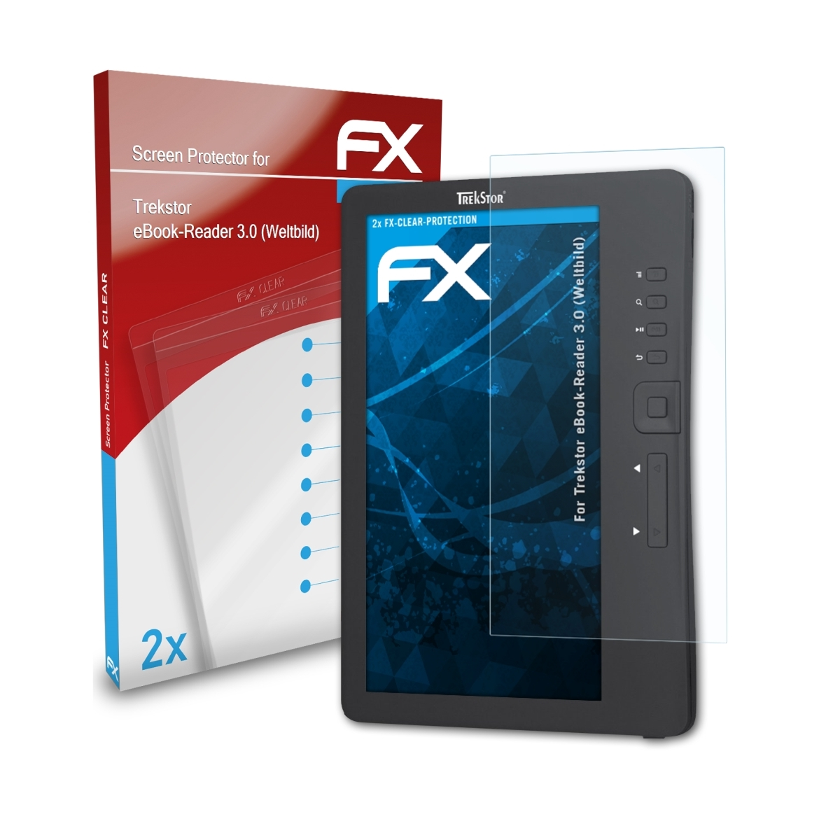 ATFOLIX 2x FX-Clear Displayschutz(für Trekstor (Weltbild)) 3.0 eBook-Reader