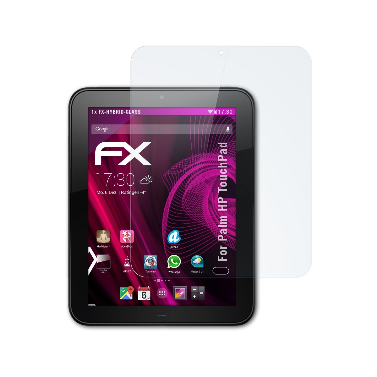HP Palm TouchPad) ATFOLIX FX-Hybrid-Glass Schutzglas(für