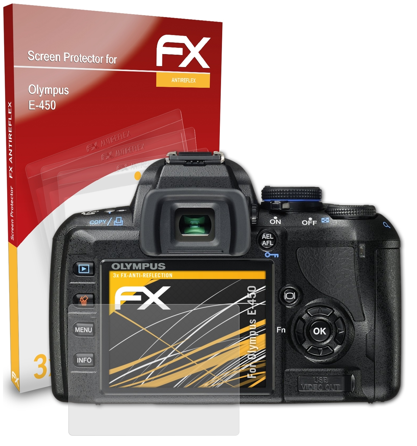 E-450) ATFOLIX FX-Antireflex Olympus Displayschutz(für 3x
