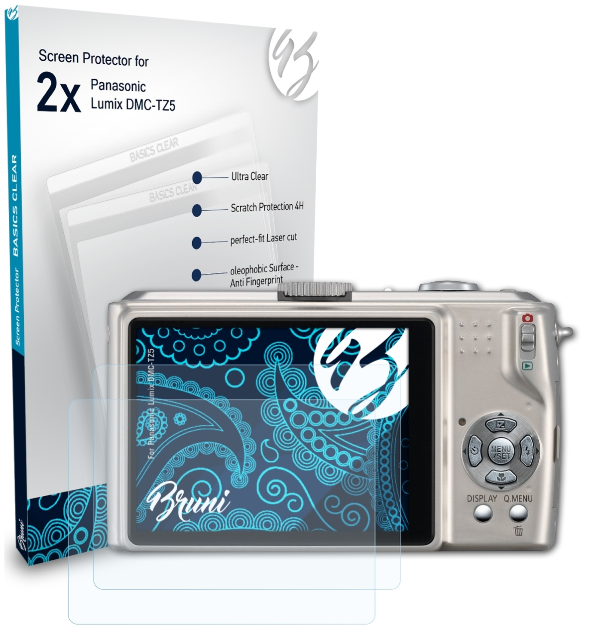 BRUNI 2x Basics-Clear Schutzfolie(für DMC-TZ5) Lumix Panasonic