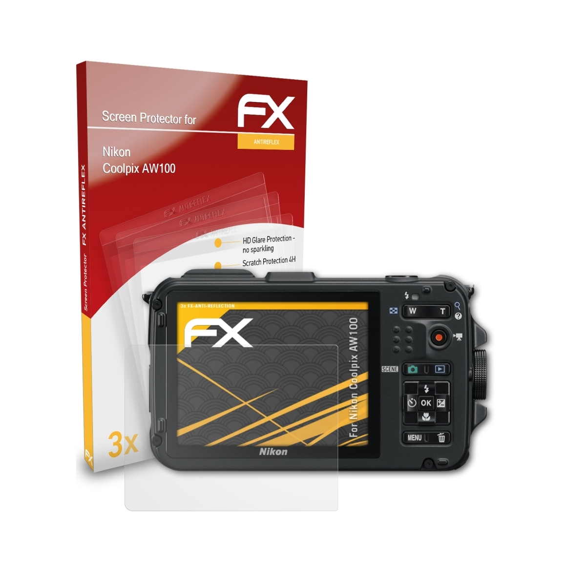 Displayschutz(für FX-Antireflex 3x Coolpix Nikon AW100) ATFOLIX
