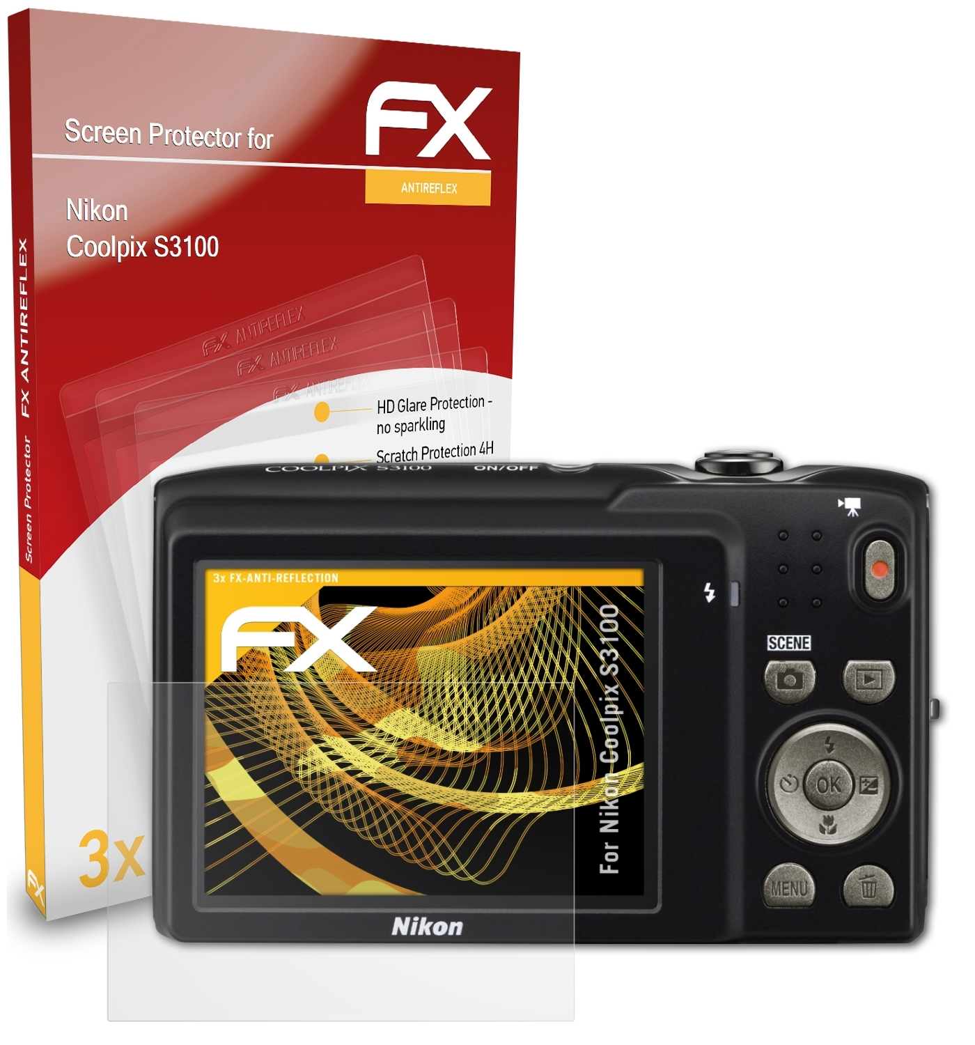 ATFOLIX 3x FX-Antireflex Nikon Displayschutz(für S3100) Coolpix