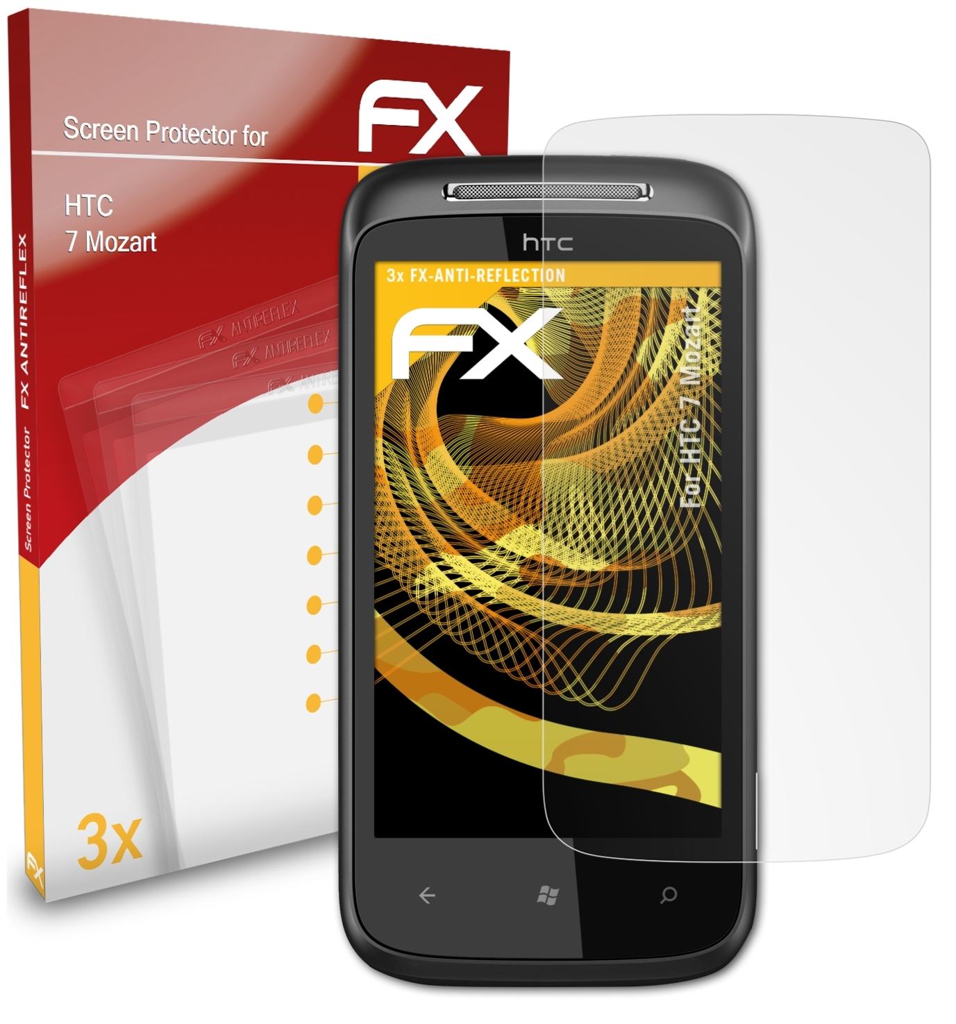 ATFOLIX 3x Mozart) HTC 7 FX-Antireflex Displayschutz(für