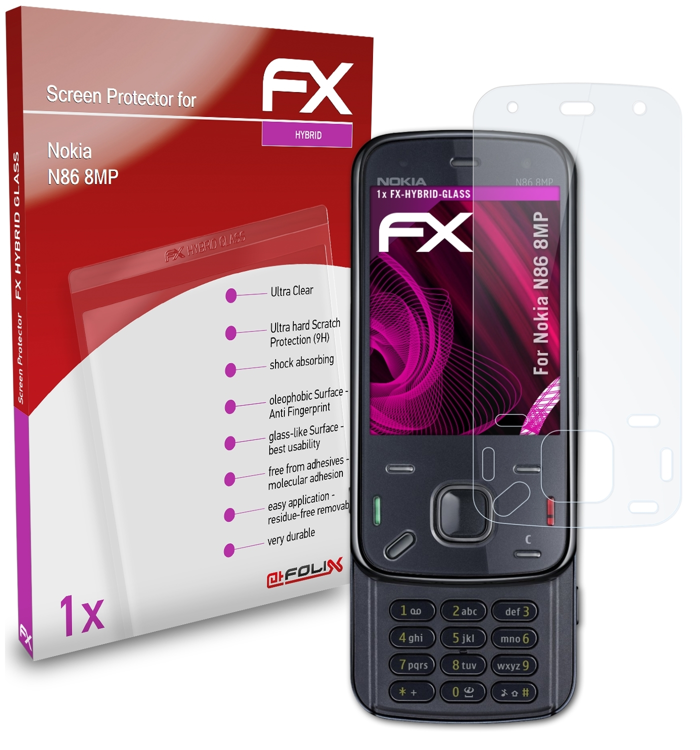 ATFOLIX FX-Hybrid-Glass Schutzglas(für N86 8MP) Nokia
