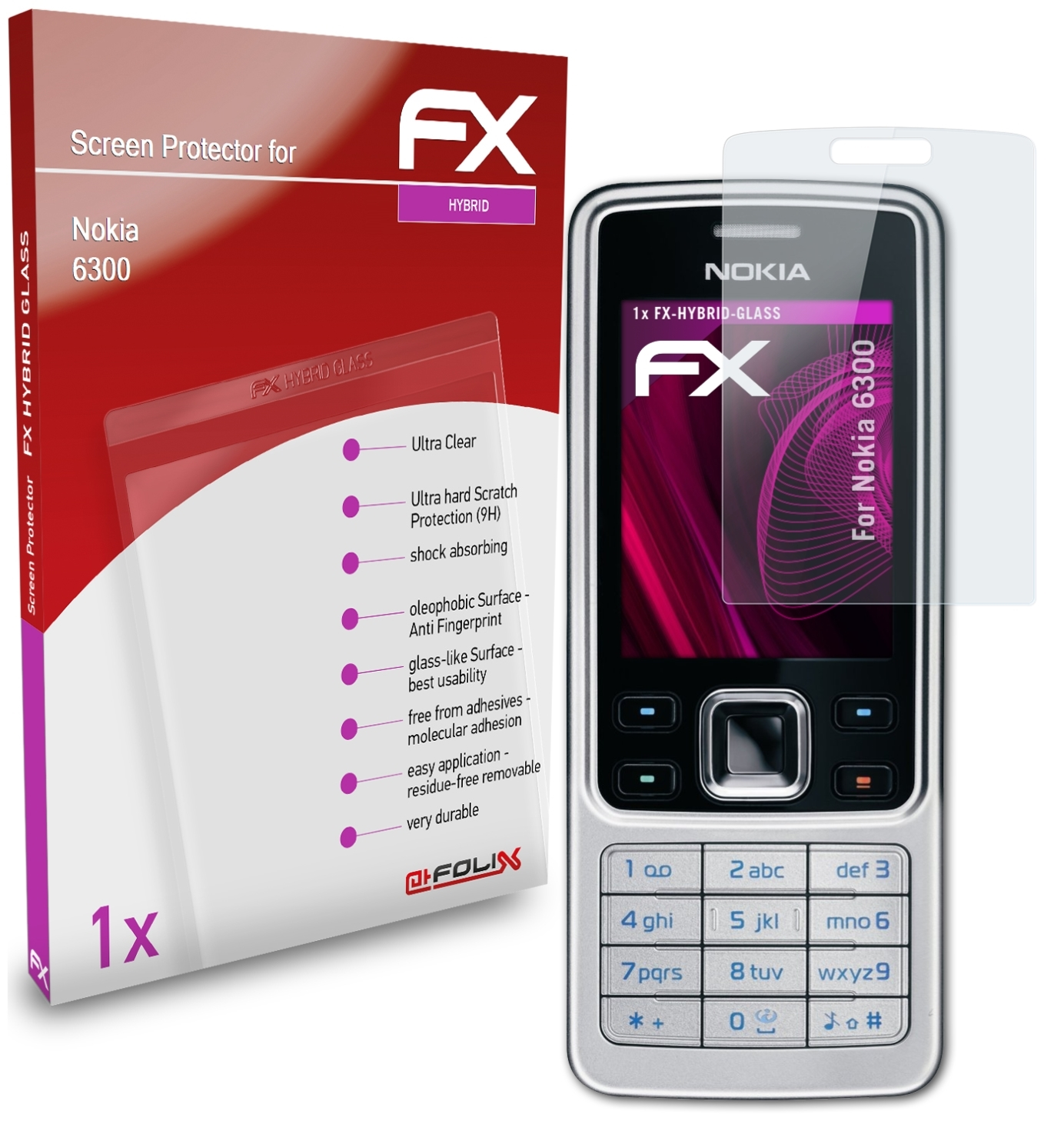Nokia FX-Hybrid-Glass 6300) ATFOLIX Schutzglas(für