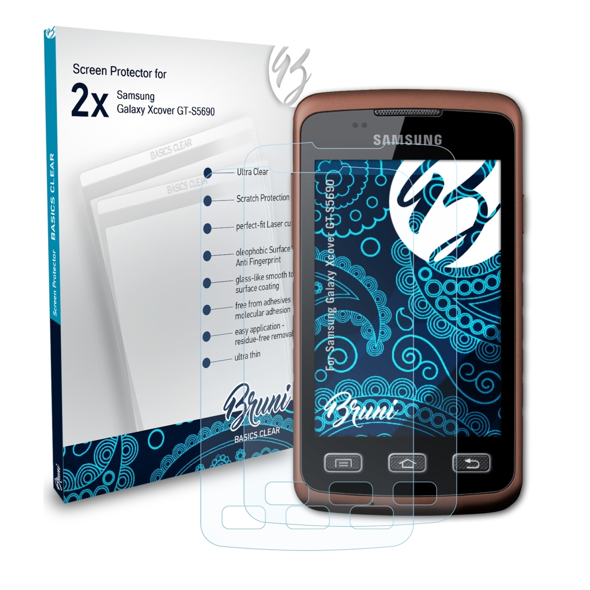 BRUNI Samsung (GT-S5690)) Schutzfolie(für 2x Xcover Basics-Clear Galaxy