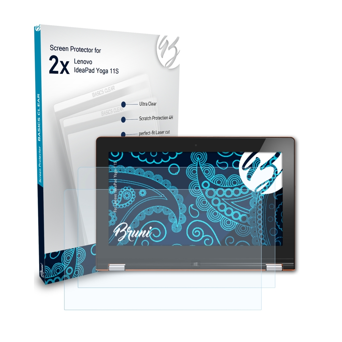 BRUNI 2x Basics-Clear Schutzfolie(für IdeaPad 11S) Lenovo Yoga