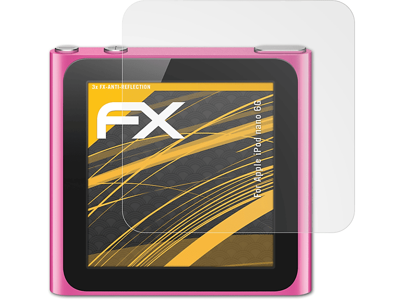 3x nano FX-Antireflex iPod Apple Displayschutz(für ATFOLIX 6G)