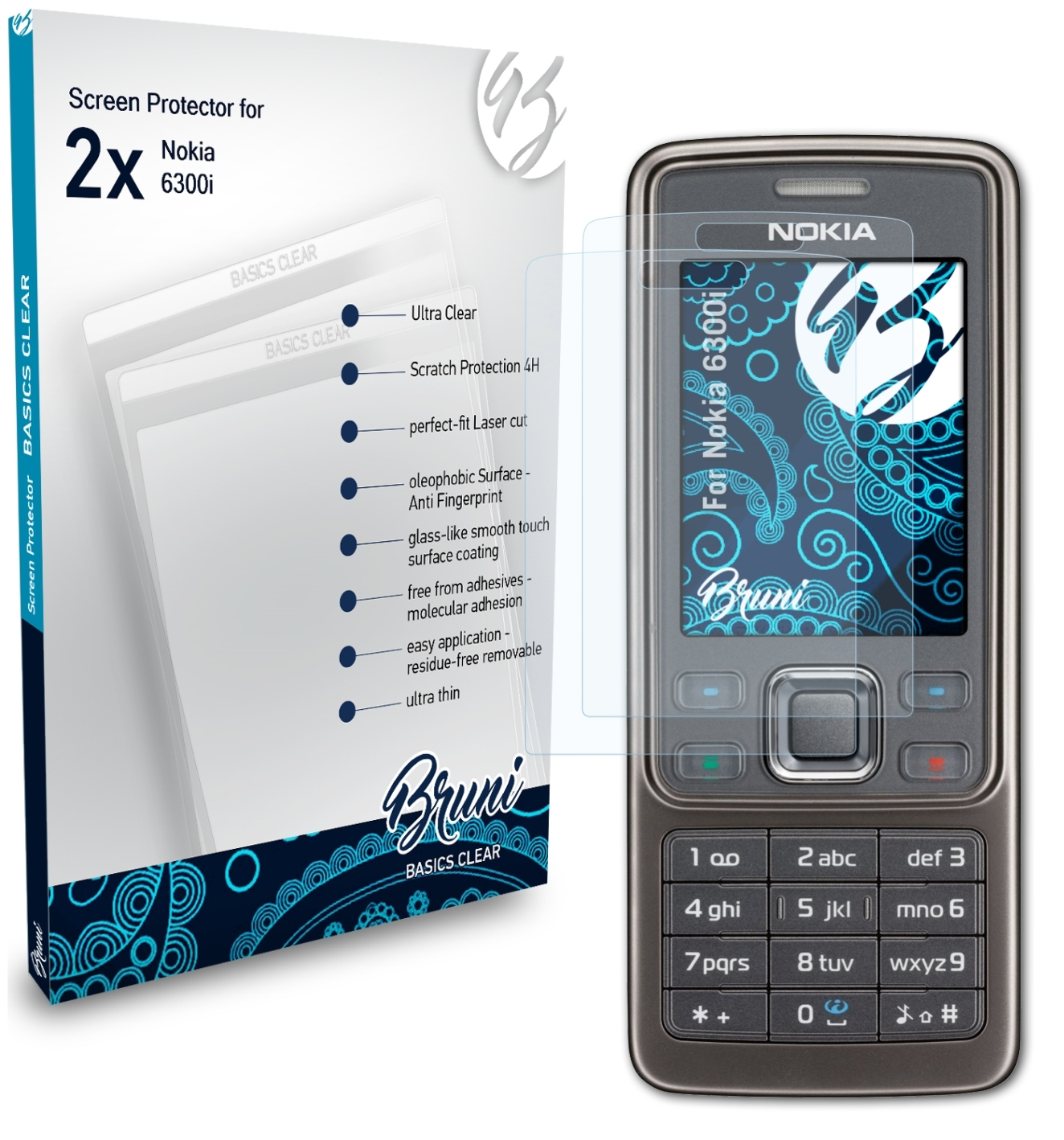 2x BRUNI Nokia Schutzfolie(für Basics-Clear 6300i)
