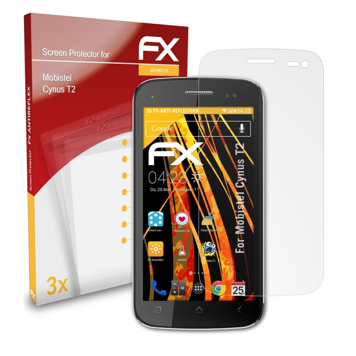 ATFOLIX 3x FX-Antireflex Displayschutz(für Mobistel T2) Cynus