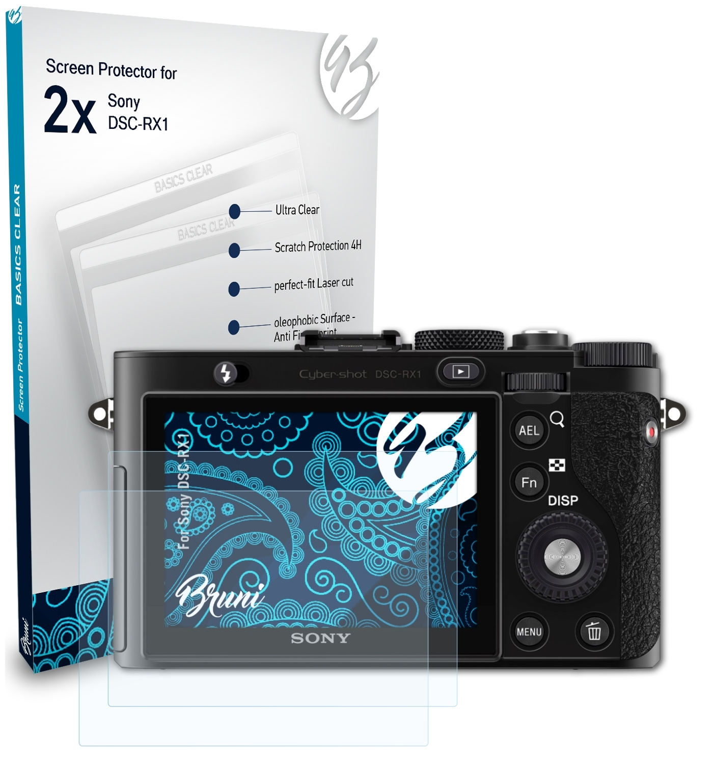 BRUNI 2x DSC-RX1) Basics-Clear Sony Schutzfolie(für