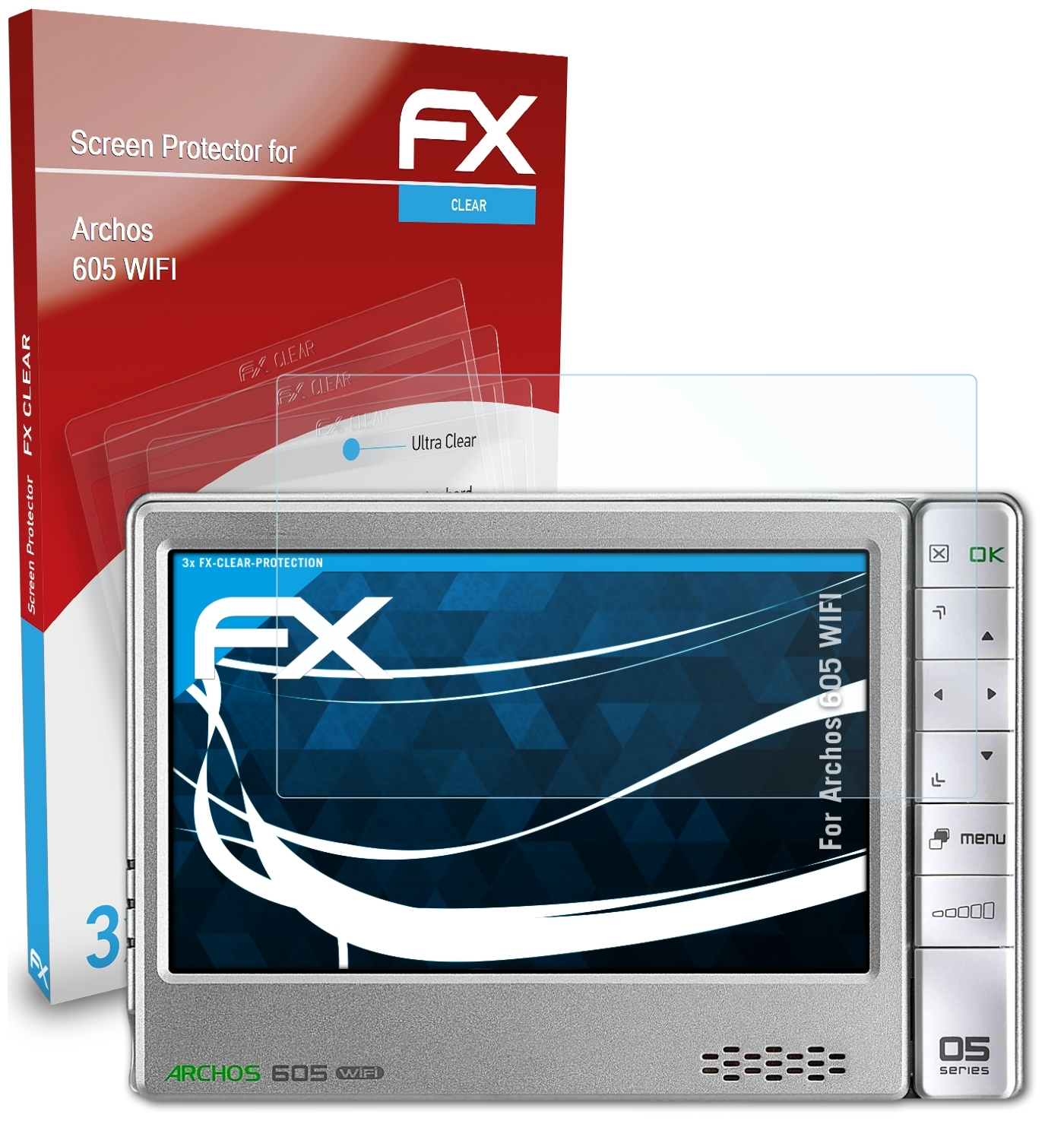 ATFOLIX 3x 605 Displayschutz(für Archos FX-Clear WIFI)