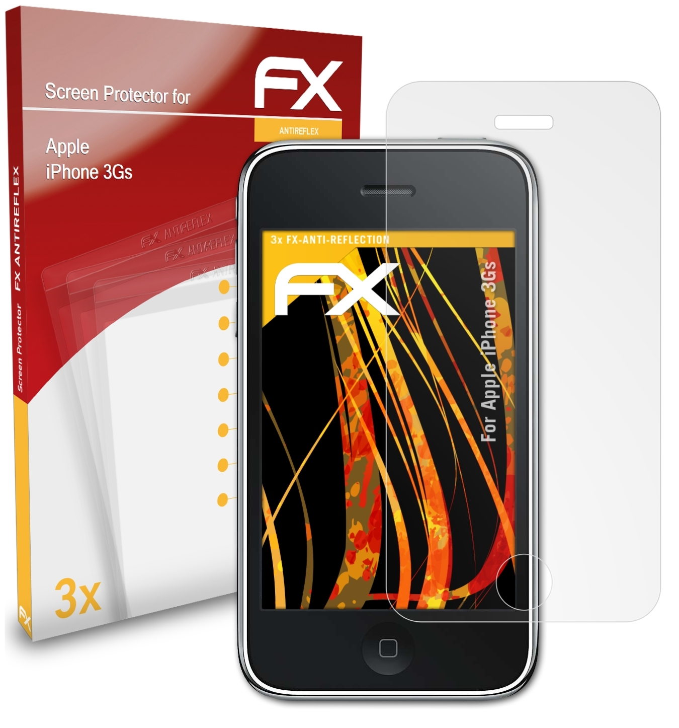 ATFOLIX 3x FX-Antireflex Apple iPhone Displayschutz(für 3Gs)
