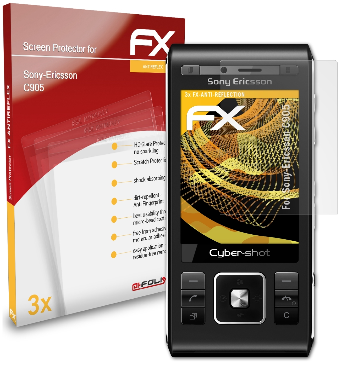 ATFOLIX 3x FX-Antireflex Displayschutz(für C905) Sony-Ericsson