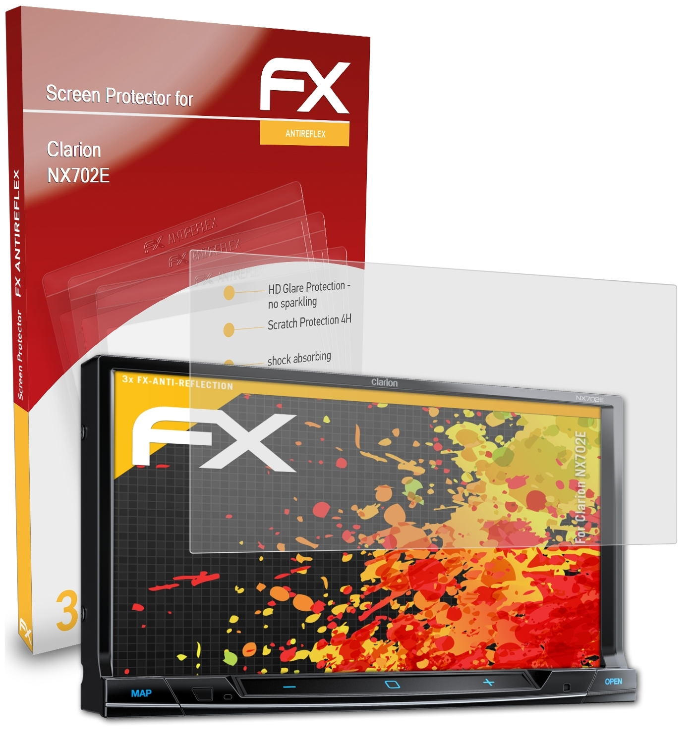 ATFOLIX 3x FX-Antireflex Clarion NX702E) Displayschutz(für