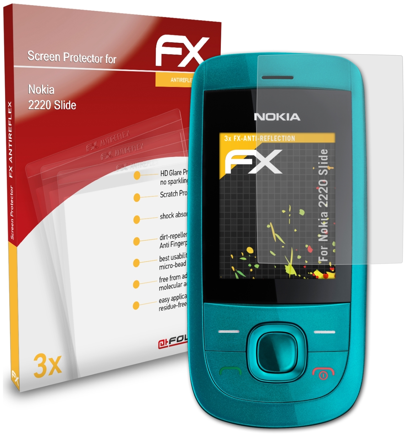 3x Nokia 2220 ATFOLIX Slide) Displayschutz(für FX-Antireflex
