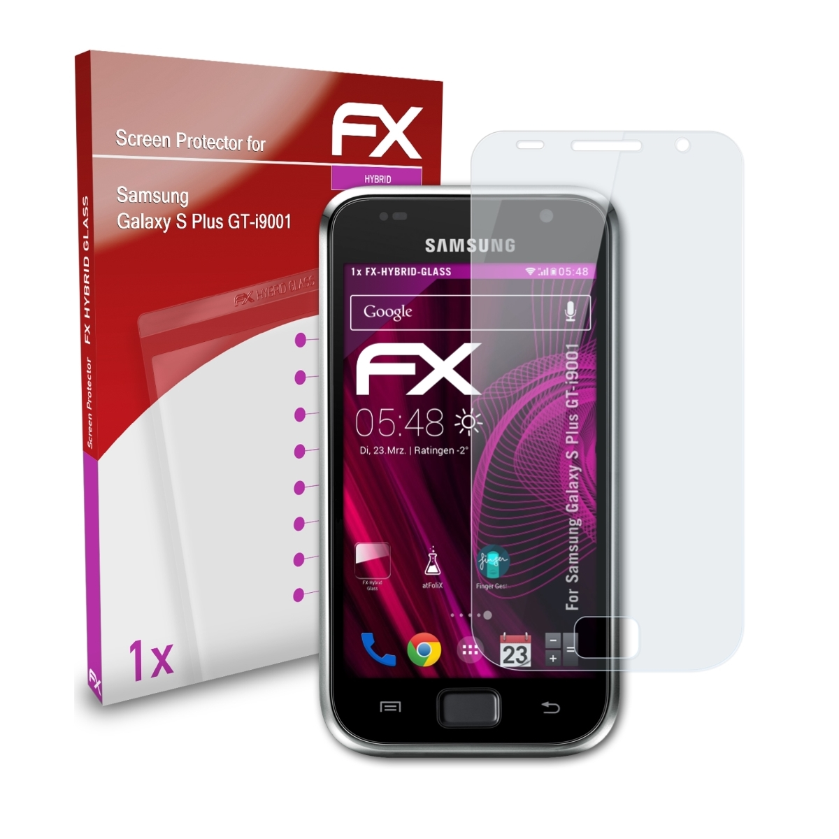 ATFOLIX FX-Hybrid-Glass Schutzglas(für S Plus Samsung (GT-i9001)) Galaxy