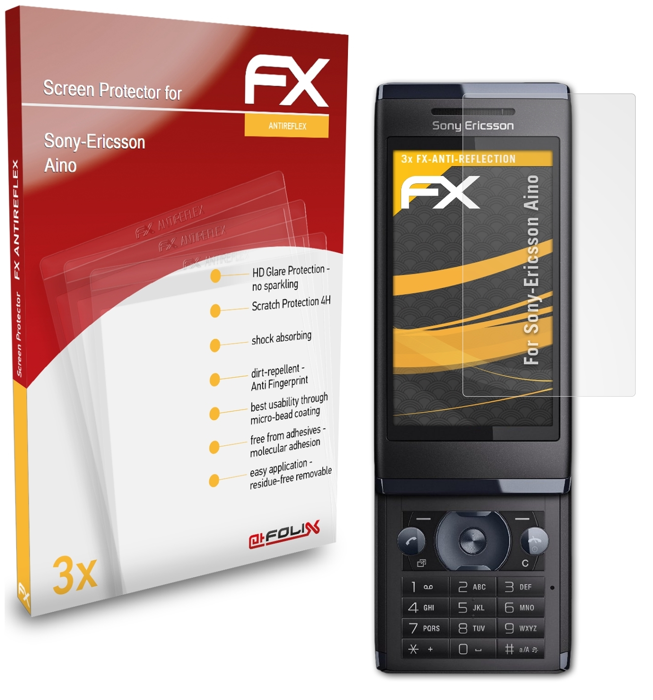 ATFOLIX 3x FX-Antireflex Displayschutz(für Sony-Ericsson Aino)