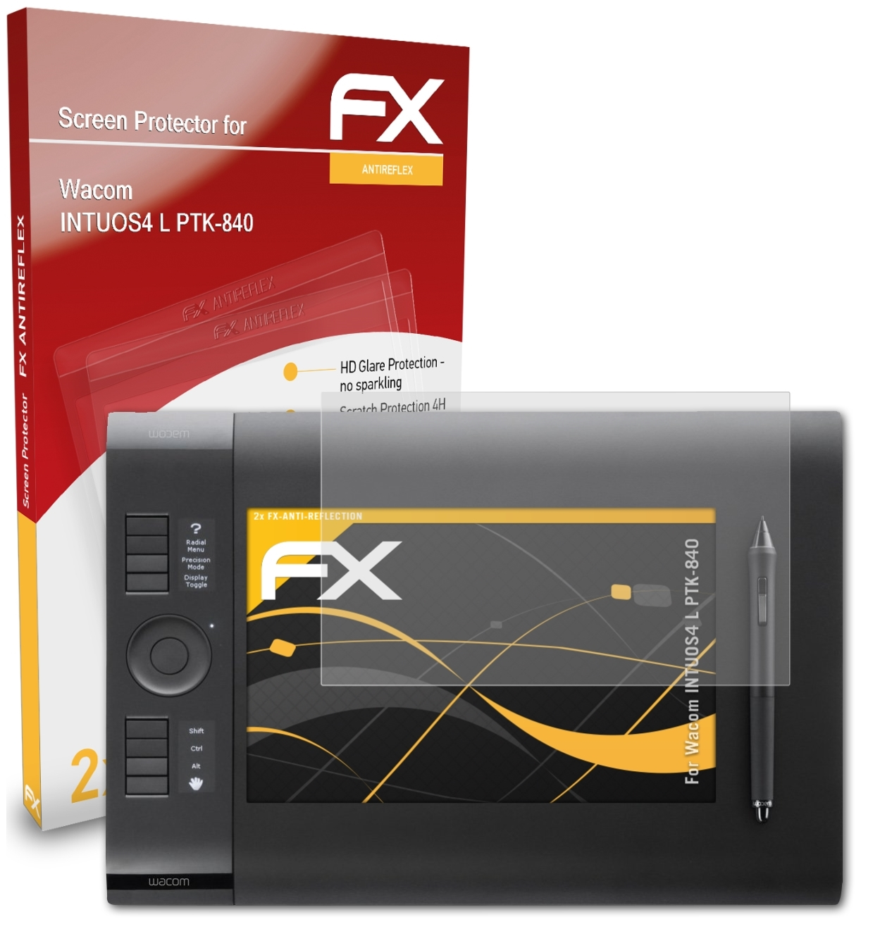 ATFOLIX 2x FX-Antireflex Displayschutz(für Wacom L (PTK-840)) INTUOS4