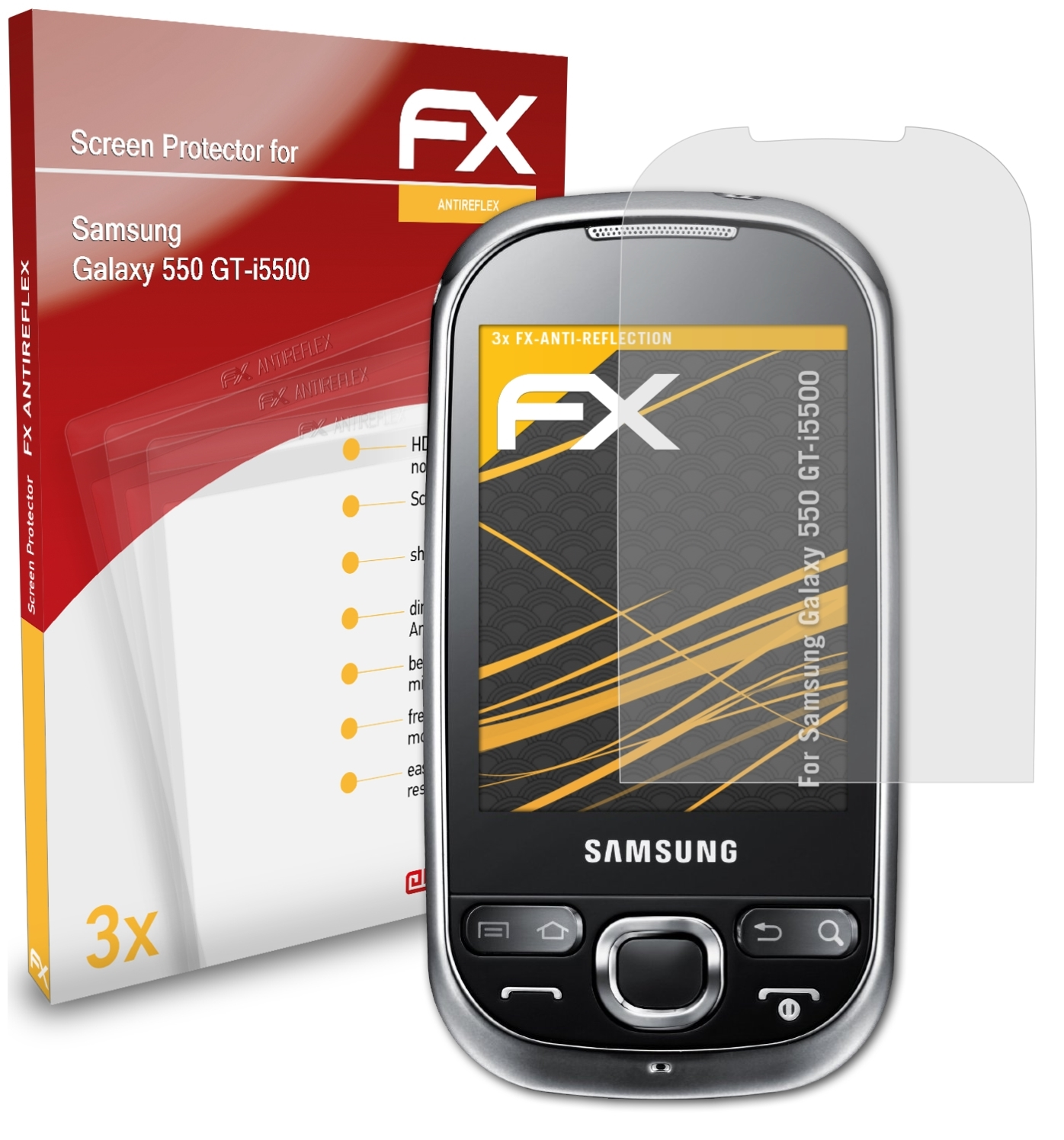 ATFOLIX 3x FX-Antireflex Displayschutz(für (GT-i5500)) Galaxy Samsung 550