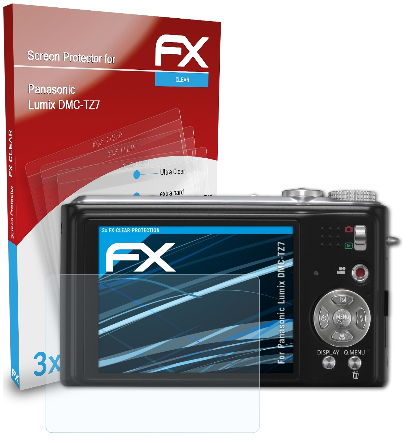 Lumix Panasonic FX-Clear ATFOLIX Displayschutz(für DMC-TZ7) 3x
