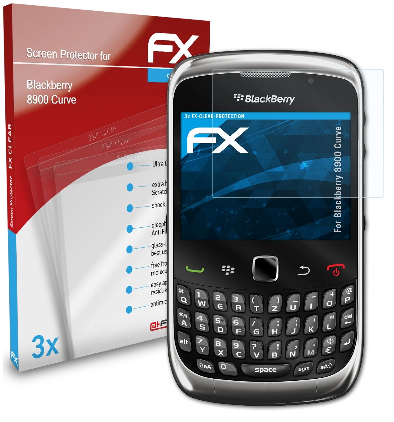 3x FX-Clear Displayschutz(für Curve) 8900 ATFOLIX Blackberry
