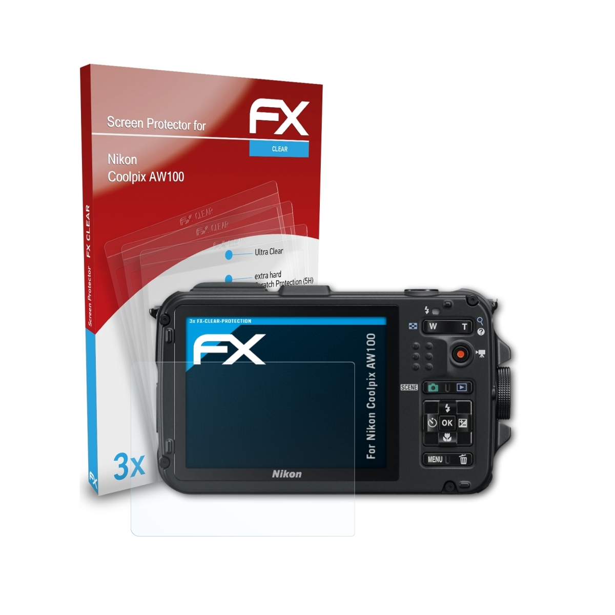 ATFOLIX 3x FX-Clear Displayschutz(für AW100) Coolpix Nikon