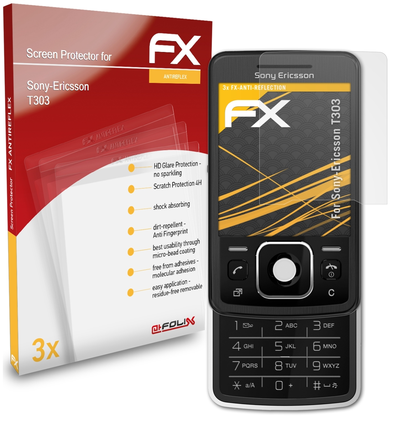 FX-Antireflex T303) Sony-Ericsson 3x Displayschutz(für ATFOLIX