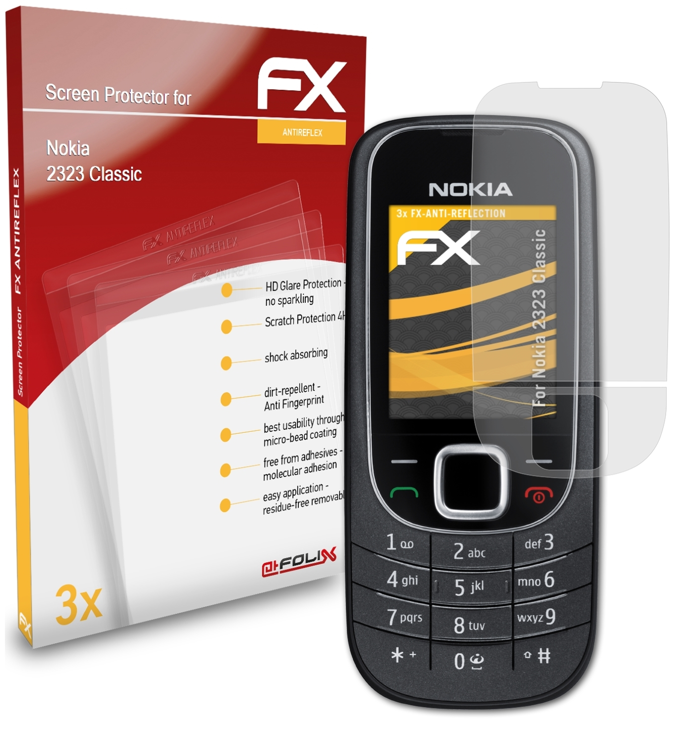 ATFOLIX 3x FX-Antireflex Classic) Nokia 2323 Displayschutz(für