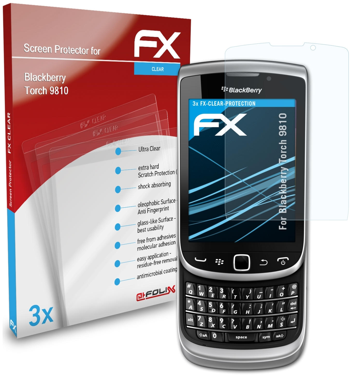 FX-Clear 9810) Displayschutz(für ATFOLIX Torch Blackberry 3x
