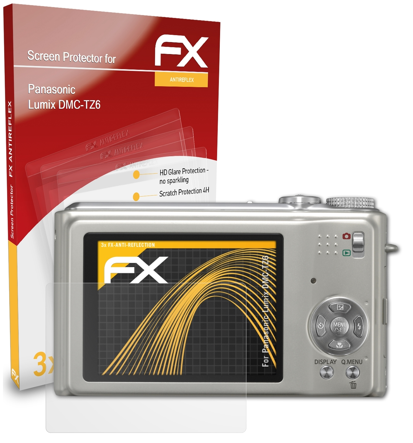 ATFOLIX 3x Lumix Panasonic DMC-TZ6) Displayschutz(für FX-Antireflex