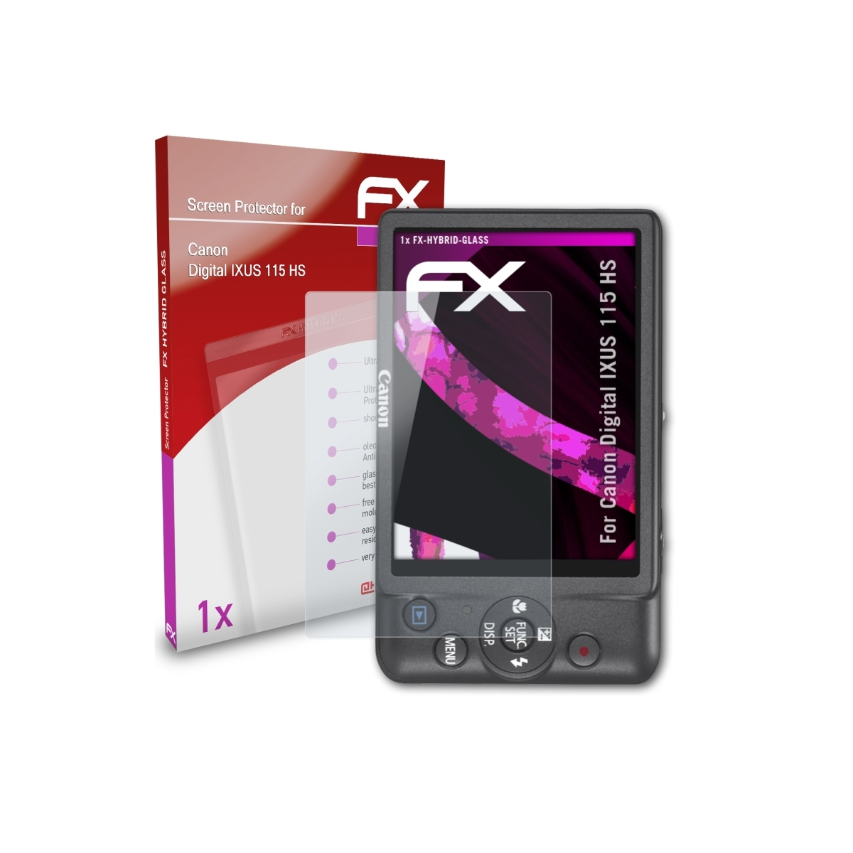 ATFOLIX FX-Hybrid-Glass 115 Canon Digital Schutzglas(für IXUS HS)