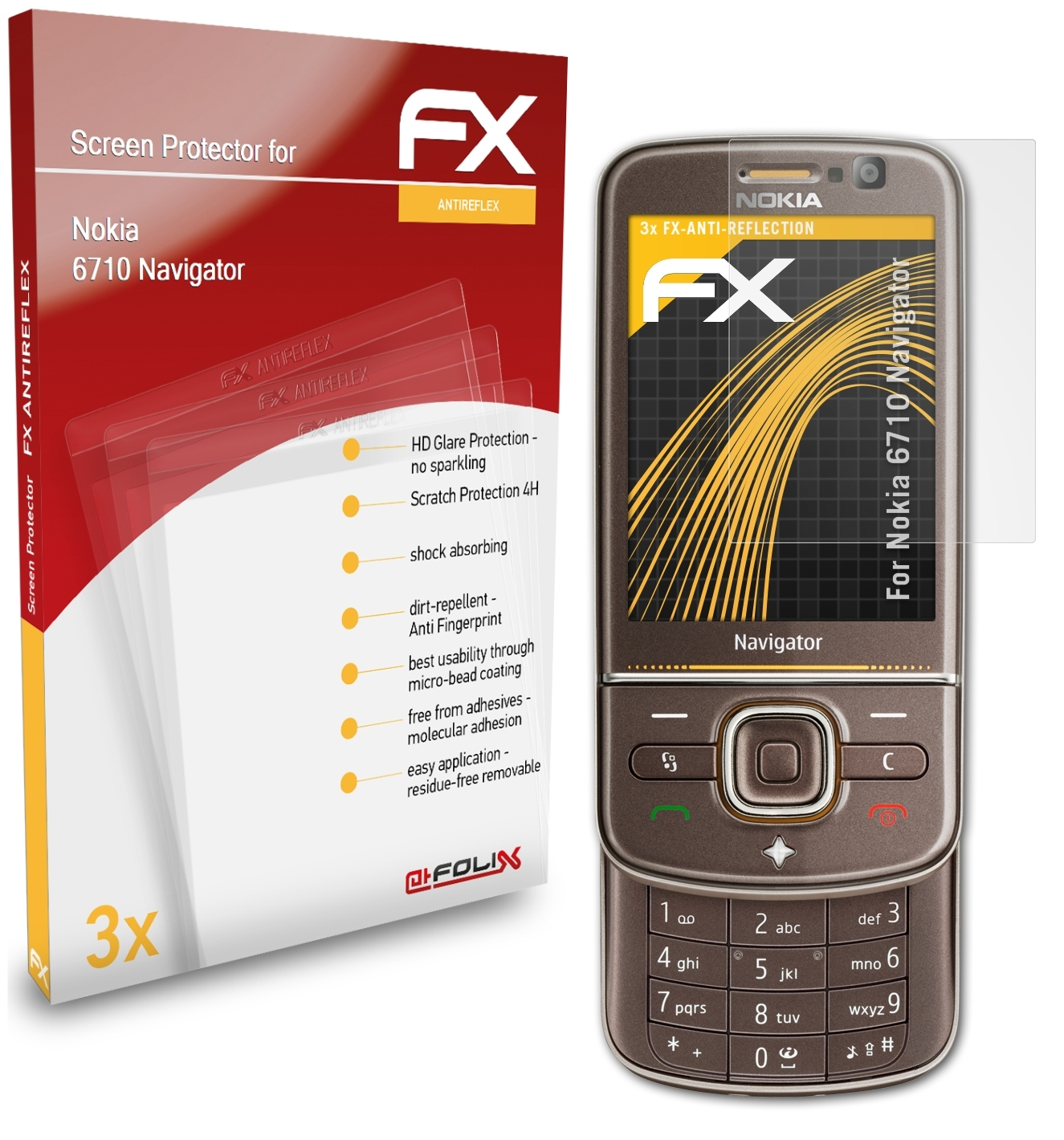 FX-Antireflex ATFOLIX 3x Nokia Displayschutz(für 6710 Navigator)