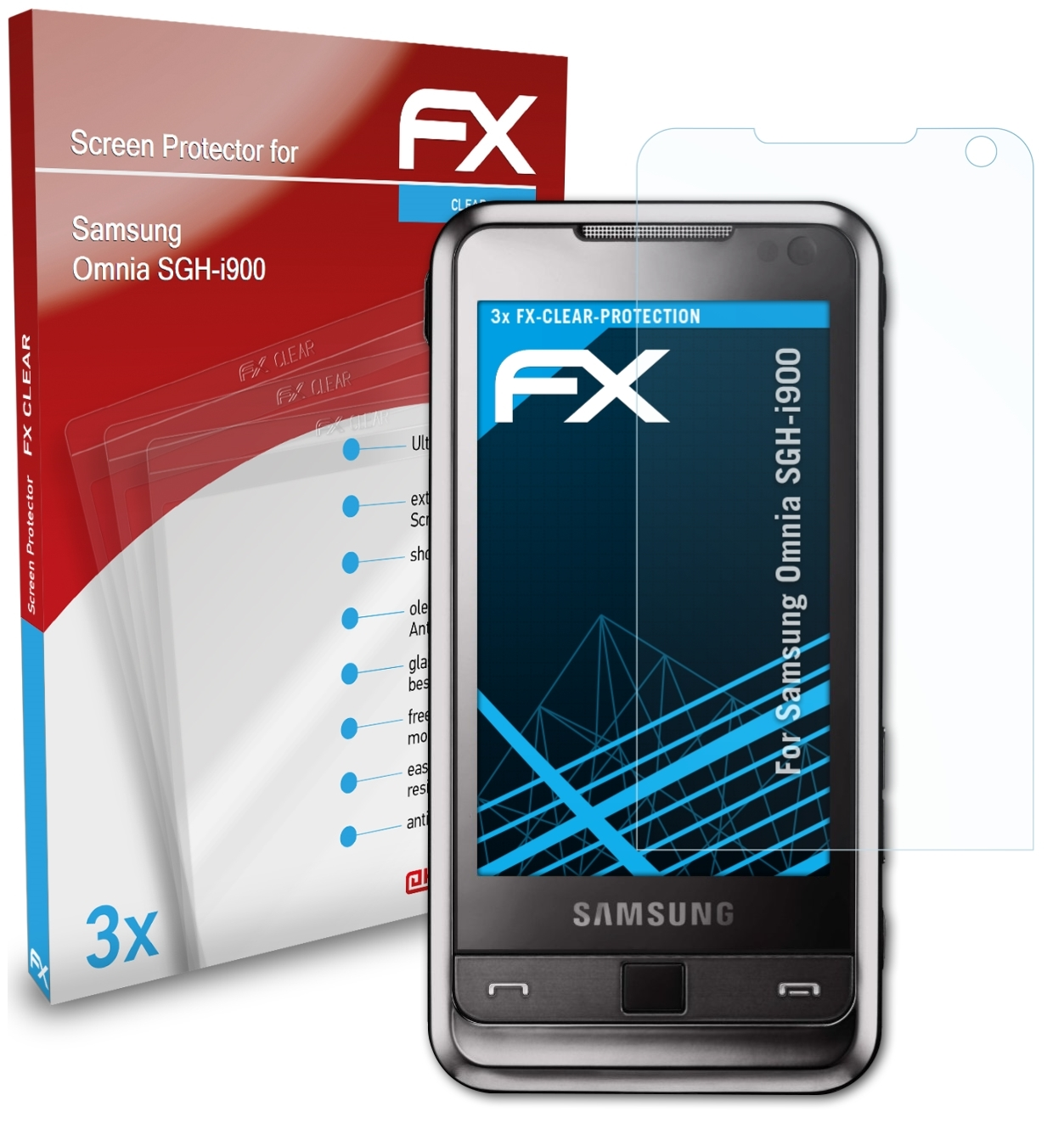 3x Displayschutz(für FX-Clear Omnia Samsung (SGH-i900)) ATFOLIX