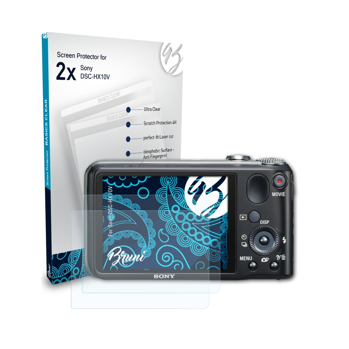 BRUNI 2x Basics-Clear Schutzfolie(für Sony DSC-HX10V)